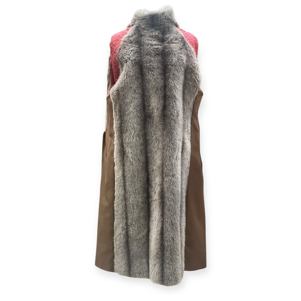 VTG Mid Century 50s 60s Brown Coat with Faux Fur Trim - Picture 6 of 8